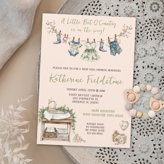 Invitation Ligne De Vêtements Petit Petit Peu De Pays Bébé Fi