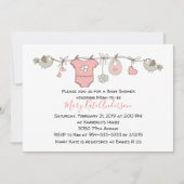 Invitation Ligne de vêtements roses C'est un BABY SHOWER fémi (Devant)