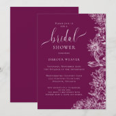 Invitation Ligne de vin framboise Fête des mariées florale ti (Devant / Derrière)