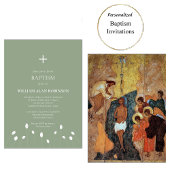 Invitation Ligne Dessin Fleurs blanches Baptême orthodoxe
