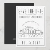 Invitation Ligne d'horizon stylisée de mariage à Hollywood En (Devant / Derrière)