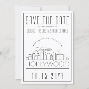 Invitation Ligne d'horizon stylisée de mariage à Hollywood En