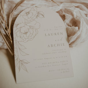 Invitation Ligne Élégante Art Boho Floral Mariage Vintage