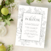 Invitation Ligne Florale Moderne Art Sage Vert Bébé En Fleur