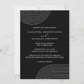 Invitation Ligne géométrique noire et blanche Mariage minimal (Devant)