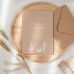 Invitation Ligne Mariage de sable clair Art Desert Cactus<br><div class="desc">Moderne et minimaliste,  arrière - plan de sable clair et faire-part de mariage de script blanc avec dessin de cactus d'art linéaire.</div>