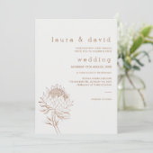 Invitation Ligne minimaliste moderne Mariage Protea tiré (Debout devant)