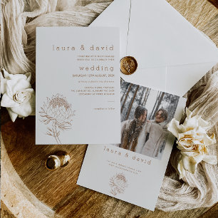 Invitation Ligne minimaliste moderne Mariage Protea tiré