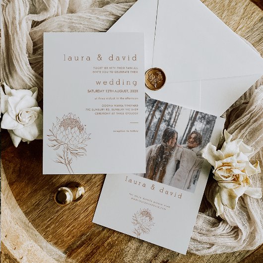 Invitation Ligne minimaliste moderne Mariage Protea tiré