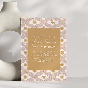 Invitation Ligne Moderne Terre Cuite Or Soleil Lune 30e Anniv