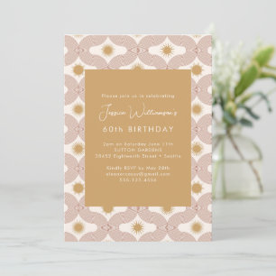 Invitation Ligne Moderne Terre Cuite Or Soleil Lune 60e Anniv