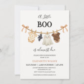 Invitation Ligne Orange Moderne Petit Baby shower Boo (Devant)