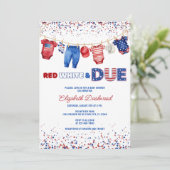 Invitation Ligne Patriotique Rouge Blanc & Baby shower Échéan (Debout devant)