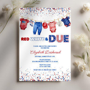 Invitation Ligne Patriotique Rouge Blanc & Baby shower Échéan