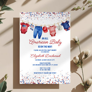 Invitation Ligne Patriotique Tout le Baby shower américain