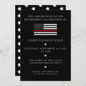 Invitation Ligne rouge mince partie de retraite de drapeau de (Devant / Derrière)