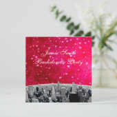 Invitation Ligne Skyline NYC Etched #2 Rose Red Heart Bachelo (Debout devant)
