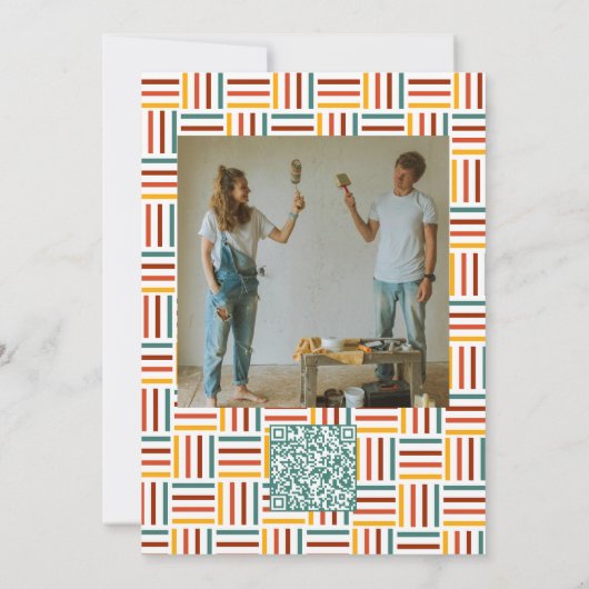 Invitation Ligne Super Retro 70 avec Mariage QR/Photo (Dos)