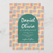 Invitation Ligne Super Retro 70 avec Mariage QR/Photo (Devant / Derrière)