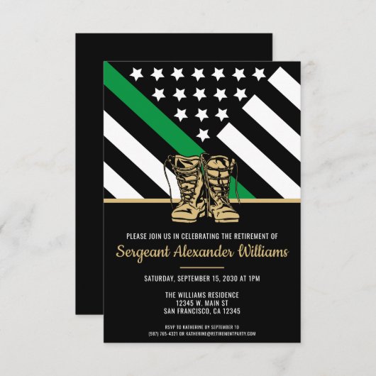 Invitation Ligne verte mineure militaire Retraite de l'Armée  (Devant / Derrière)