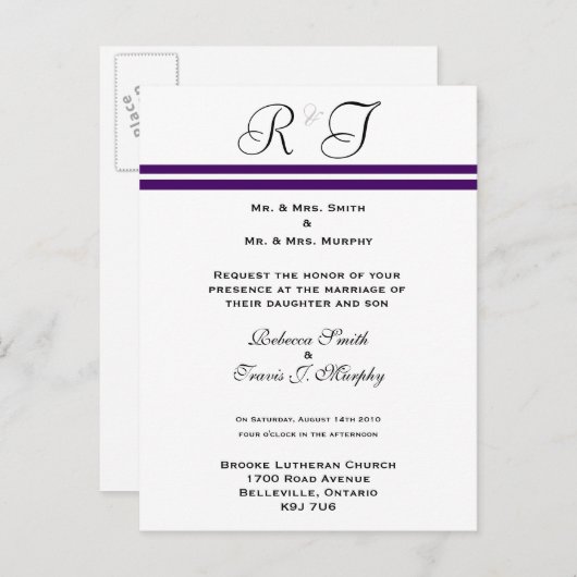 Invitation - Ligne violette (Devant / Derrière)