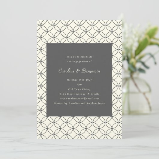 Invitation Lignes Crème de Mariage de Style Moderne Milieu de (Debout devant)