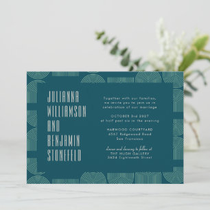 Invitation Lignes d'arc géométrique moderne Turquoise Mariage