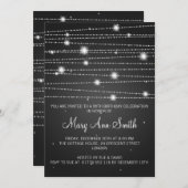 Invitation Lignes de scintillement élégantes noir de fête (Devant / Derrière)
