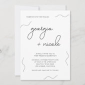 Invitation Lignes de vague minimes Mariage de noms de script  (Devant)