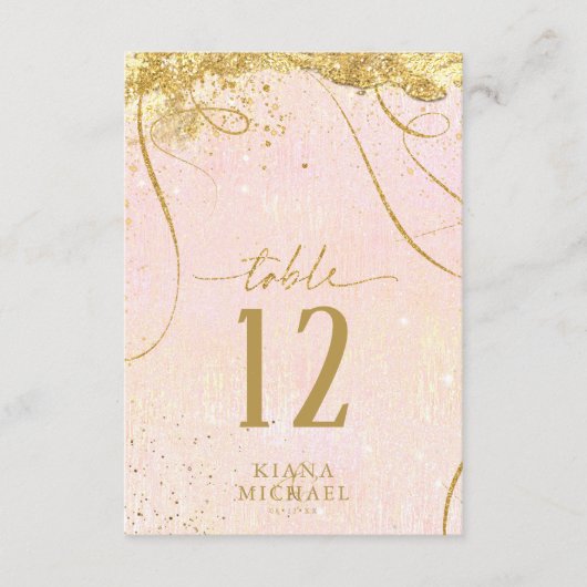 Invitation Lignes fines Gold Abstrait Mariage Blush ID867 (Devant)