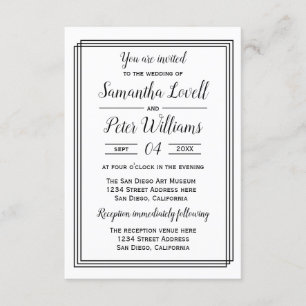 Invitation Lignes géométriques modernes-3x5 Mariage/Invitatio