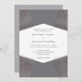 Invitation Lignes géométriques modernes Mariage gris (Devant / Derrière)