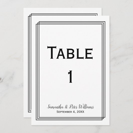 Invitation Lignes géométriques modernes - Numéros de tableau (Devant / Derrière)