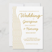 Invitation Lignes mariages Gold White Wavy Élégantes minimali (Devant)