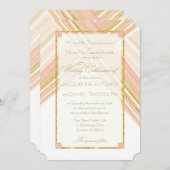 Invitation Lignes modernes Art Déco Blush Gold Parties scinti (Devant / Derrière)