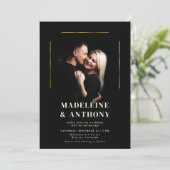 Invitation Lignes or Elegant Moderne Simple Mariage photo (Debout devant)