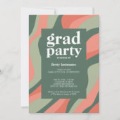 Invitation Lignes organiques Tangerine d'olive fête de gradua (Devant)