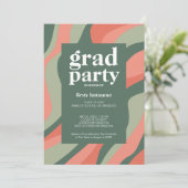 Invitation Lignes organiques Tangerine d'olive fête de gradua (Debout devant)