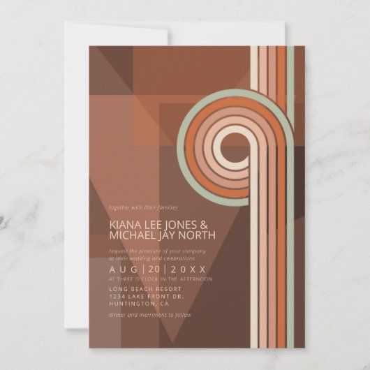 Invitation Lignes raffinées Mariage géométrique Terra Cotta I (Devant)