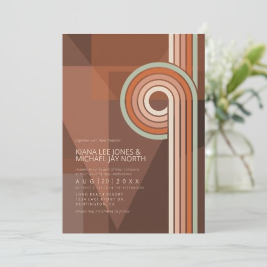 Invitation Lignes raffinées Mariage géométrique Terra Cotta I (Debout devant)