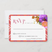 Invitation Lignes rétro Floral Magenta Fuchsia Mariage RSVP (Devant)
