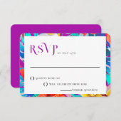 Invitation Lignes rétro Fuchsia Mariage tropical d'été RSVP (Devant / Derrière)