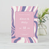 Invitation Lignes rose, violet et beige Mariage abstrait (Debout devant)