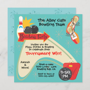 Invitation Ligue de Bowling Retro