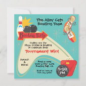Invitation Ligue de l'équipe de bowling rétro de fête (Devant)