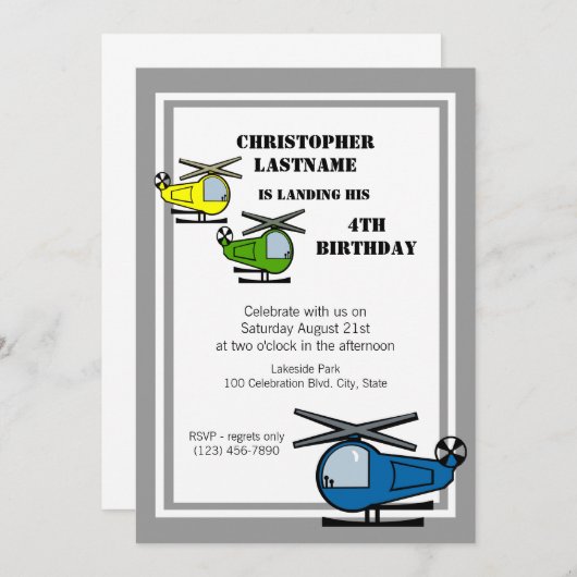 Invitation Lil' Chopper Grey (Devant / Derrière)