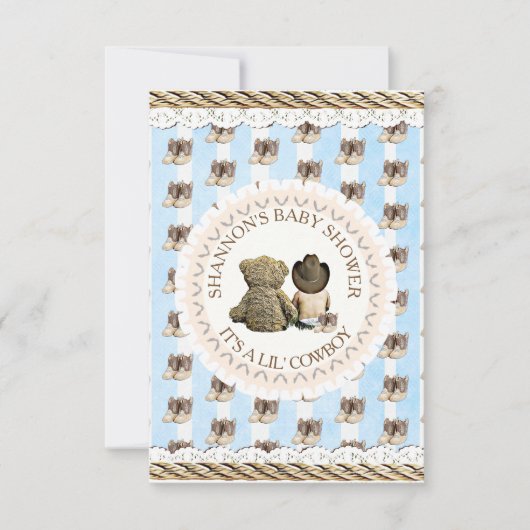 Invitation Lil' Cowboy Pays et Baby shower de l'Ouest (Devant)
