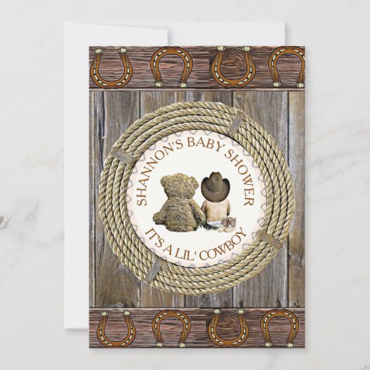 Invitation Lil' Cowboy Pays et Baby shower de l'Ouest (Devant)