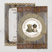 Invitation Lil' Cowboy Pays et Baby shower de l'Ouest (Devant / Derrière)