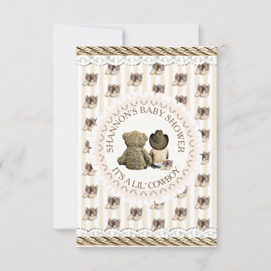 Invitation Lil' Cowboy Pays et Baby shower de l'Ouest (Devant)